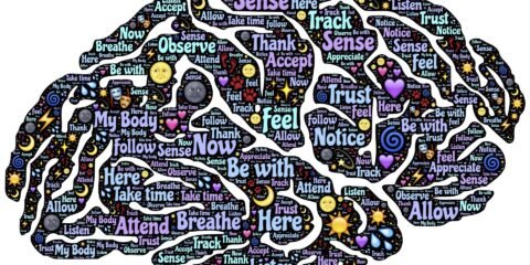 Words describing emotion formed into the shape of a Brain